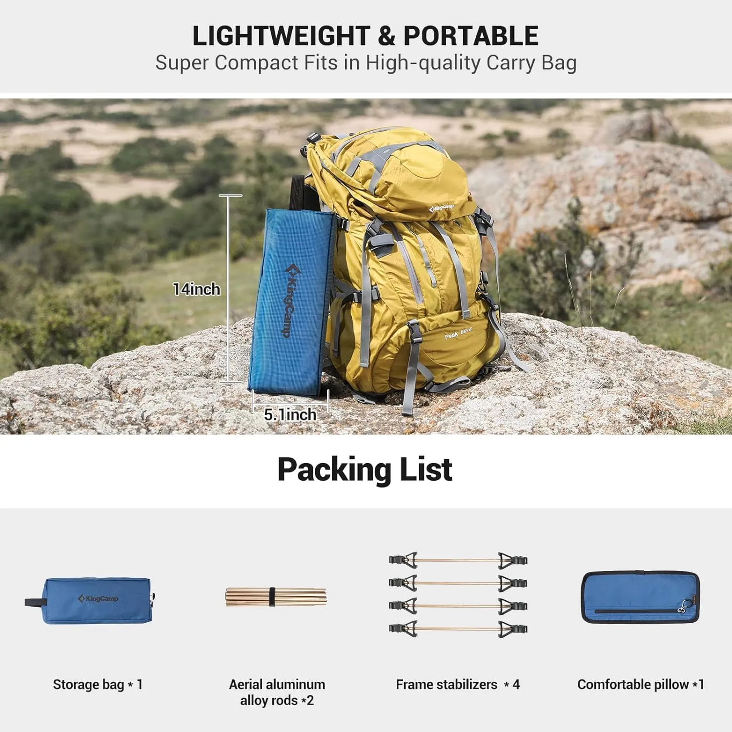 Kingcamp Ultralight Folding Camping Cot | ADI Compasso d'Oro Award 2017