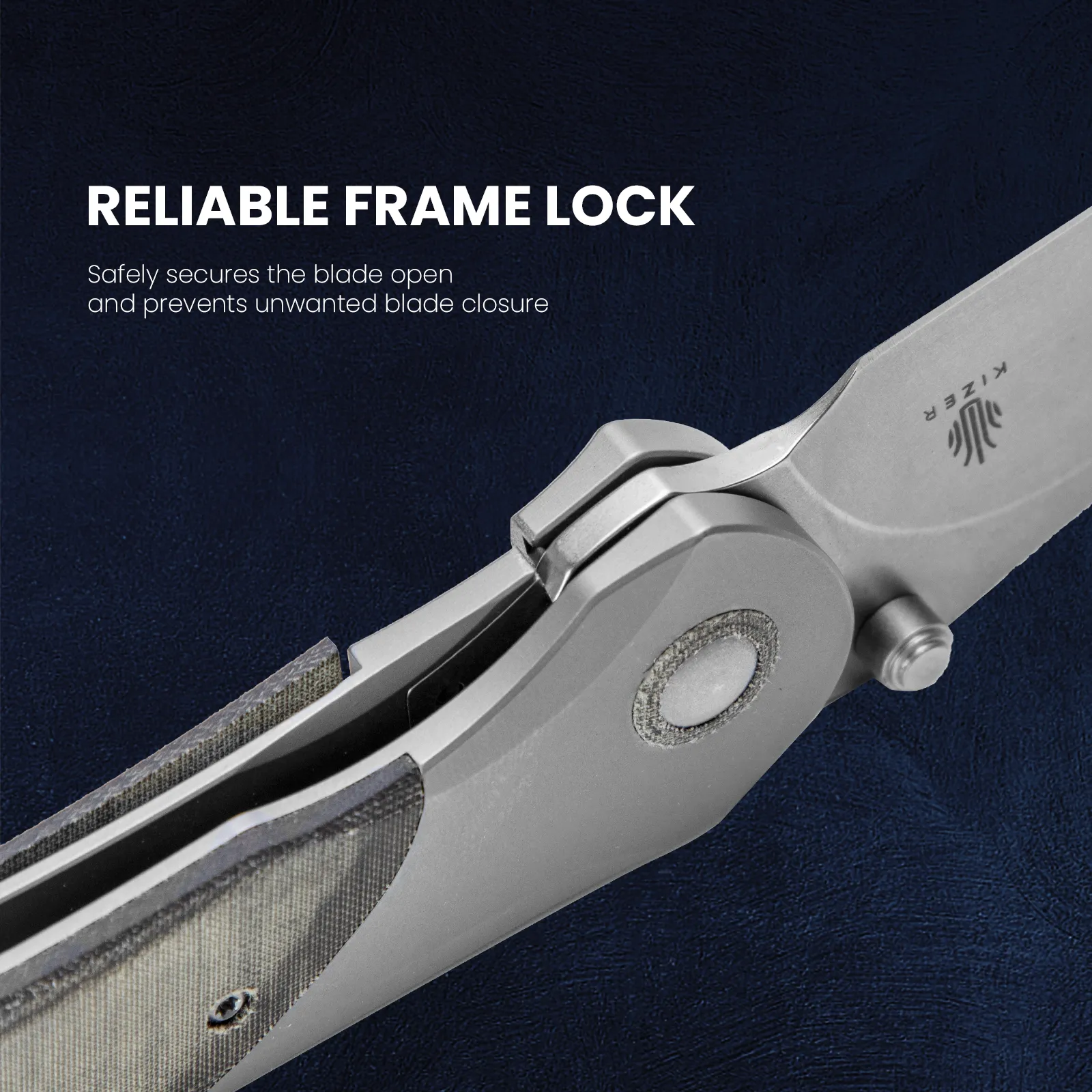 Kizer Mystic Rex45 Blade Titanium Micarta Handle Ki4636A1 (3.74 Stonewashded)