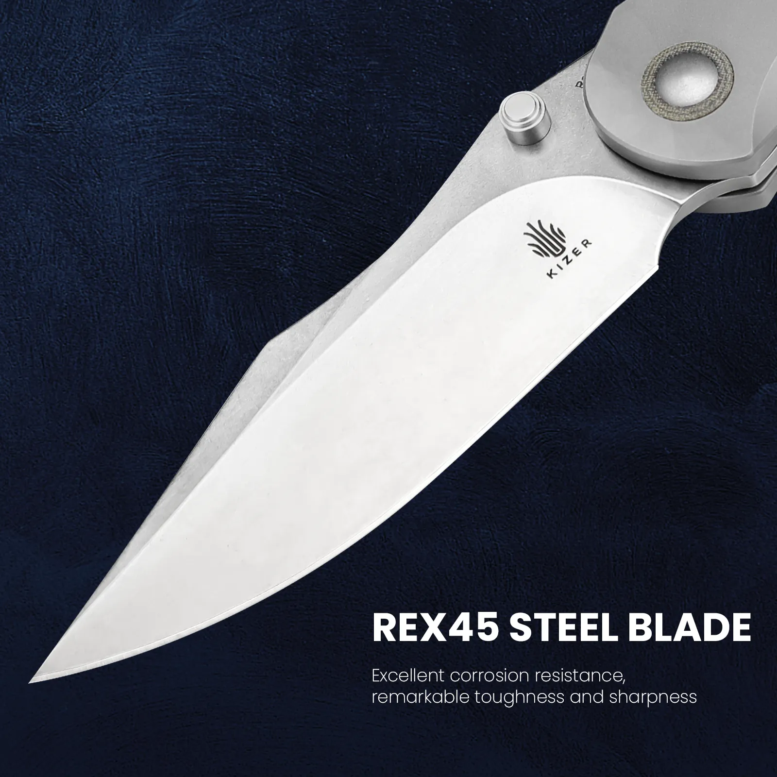 Kizer Mystic Rex45 Blade Titanium Micarta Handle Ki4636A1 (3.74 Stonewashded)