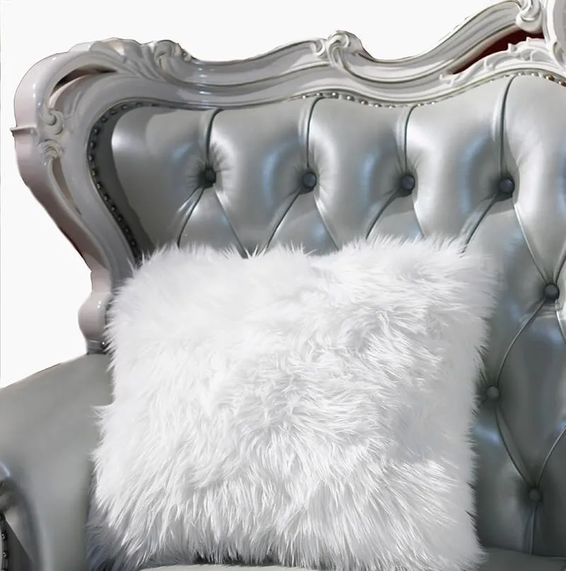 Luxury Faux Fur Decorative Pillow in White