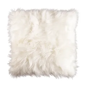 Luxury Faux Fur Decorative Pillow in White