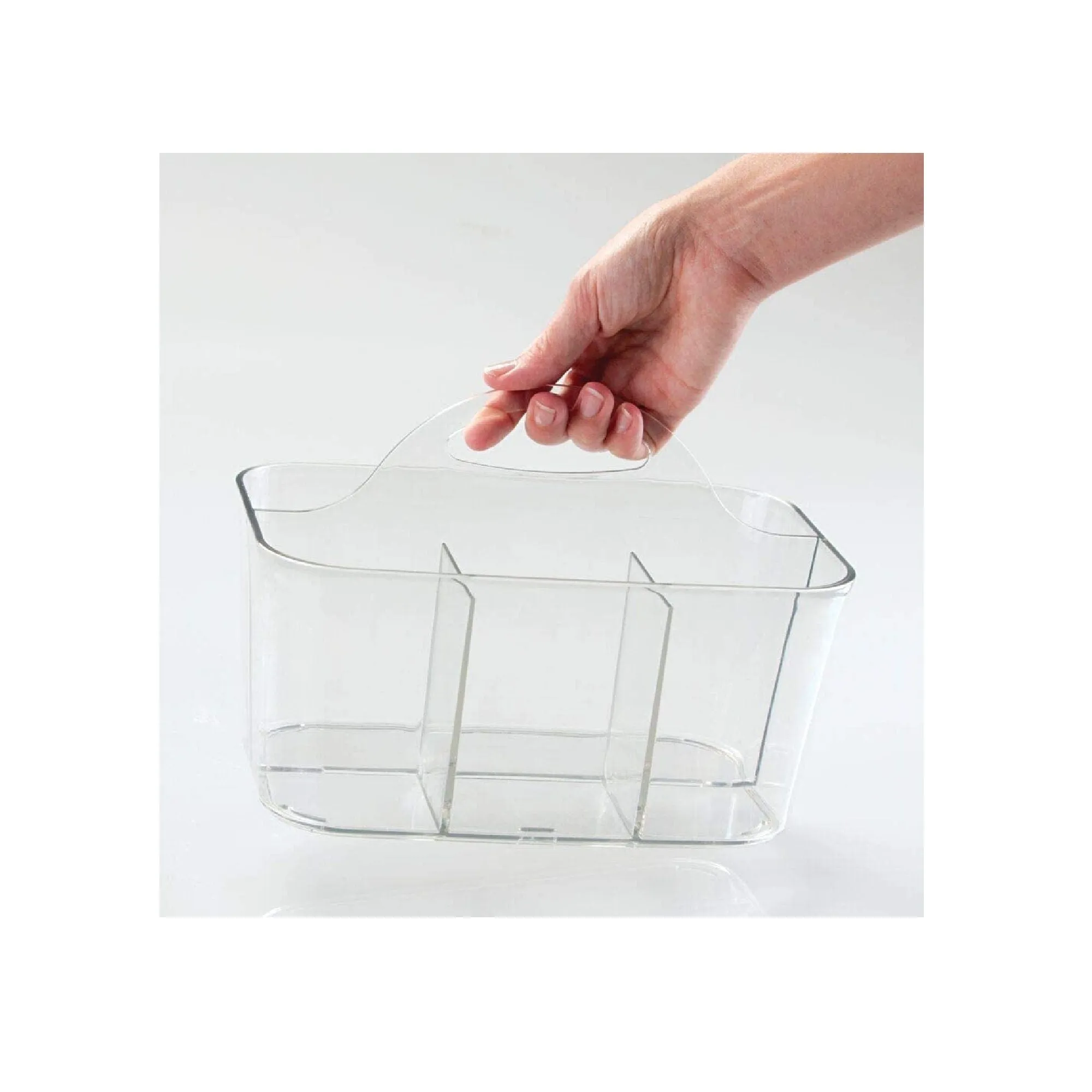 mDesign Plastic Portable Craft Storage Organizer Caddy Tote | Divided Basket Bin with Handle for Crafts | Sewing Art Supplies