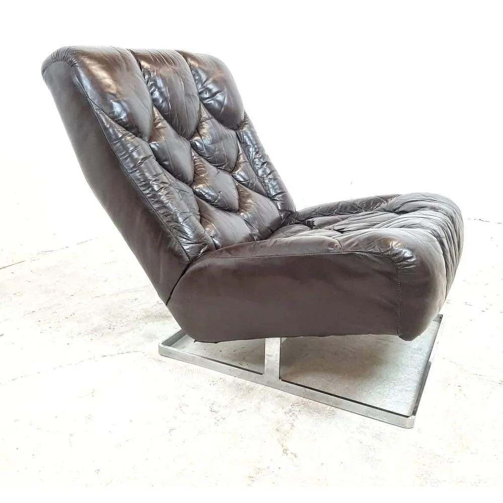 Mid Century 1970'sTetrad Nucleus Mark1 Scalloped Leather Lounge Chairs