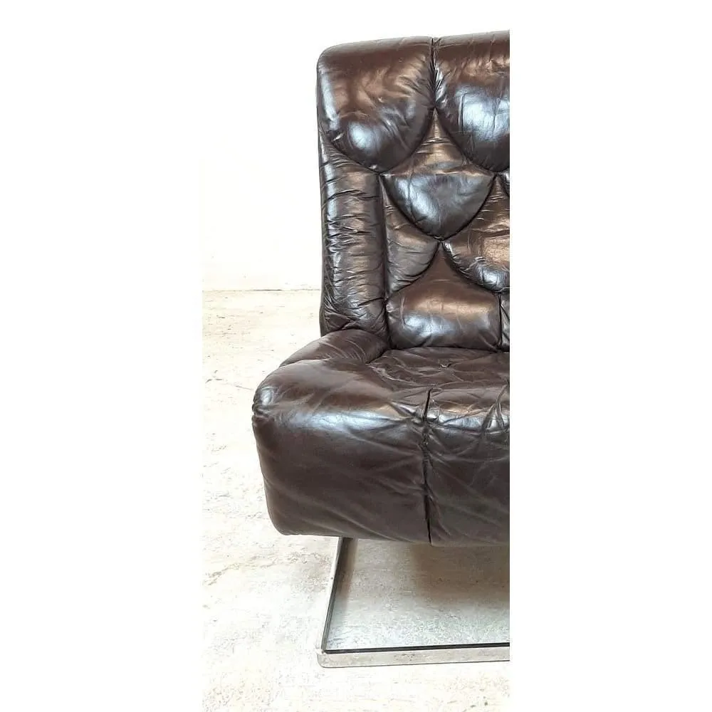 Mid Century 1970'sTetrad Nucleus Mark1 Scalloped Leather Lounge Chairs
