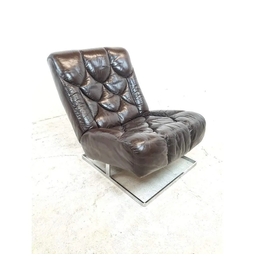 Mid Century 1970'sTetrad Nucleus Mark1 Scalloped Leather Lounge Chairs