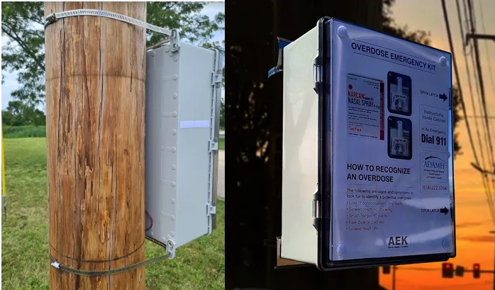 Naloxone Outdoor Cabinet Optional Pole Mounting Kits