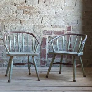 Pair of Windsor Stick Back Painted Chairs (1st pair)