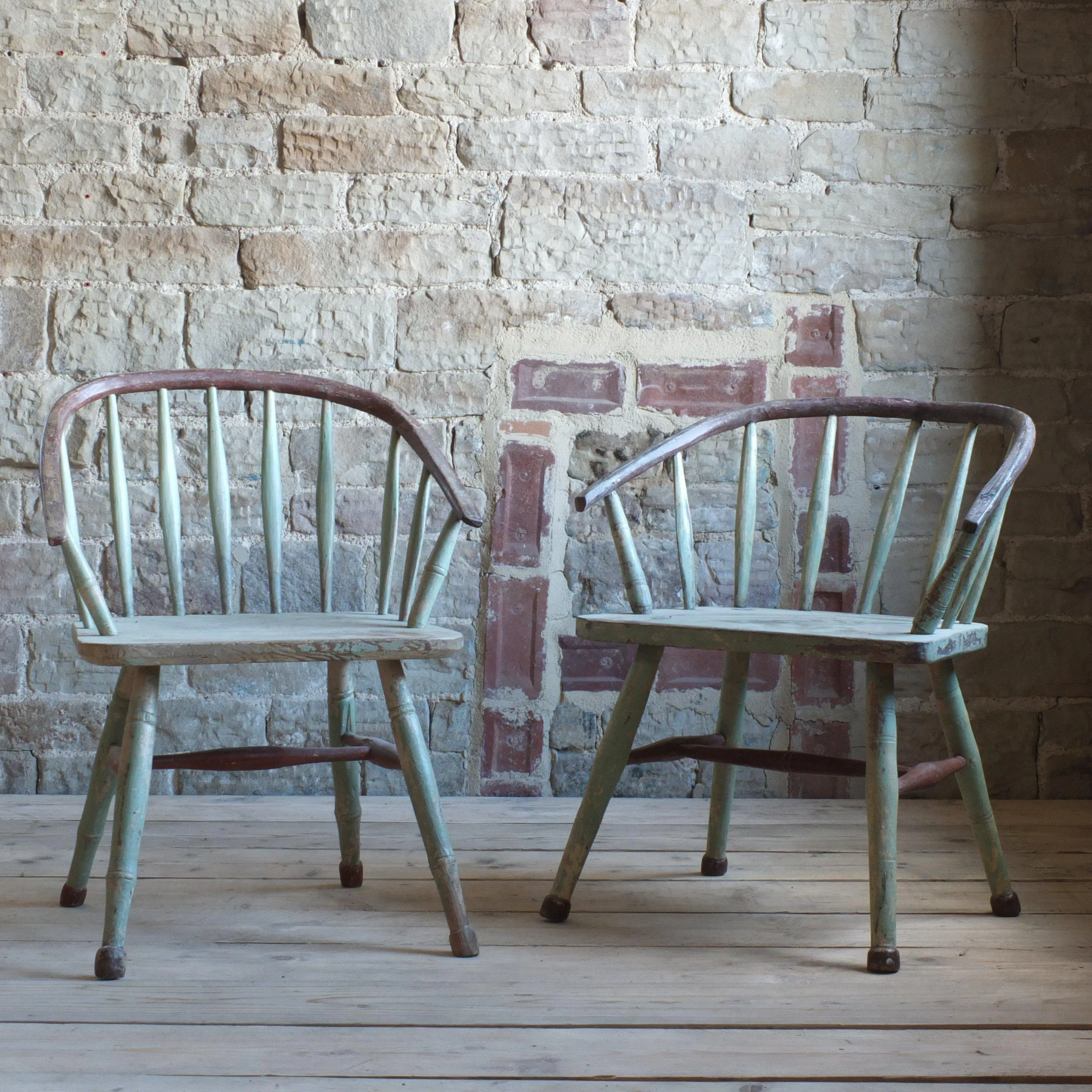 Pair of Windsor Stick Back Painted Chairs (1st pair)
