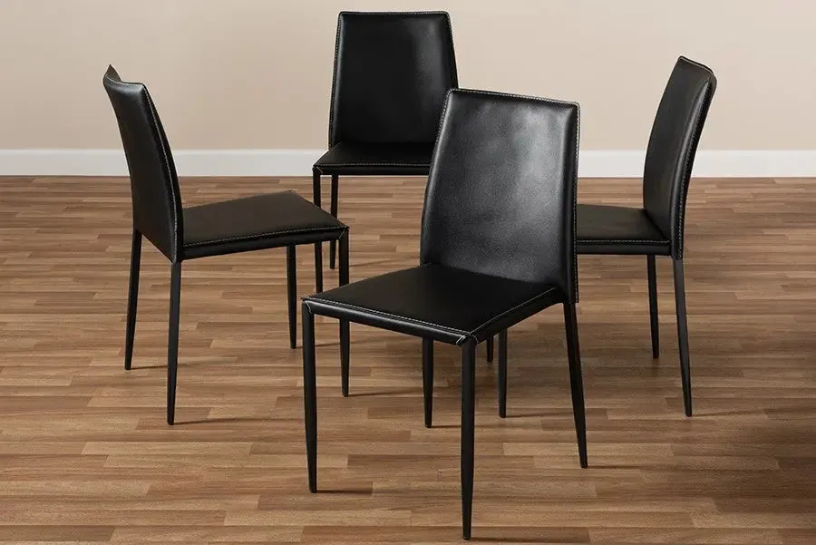 Pascha Black Faux Leather Upholstered Dining Chair - 4pcs