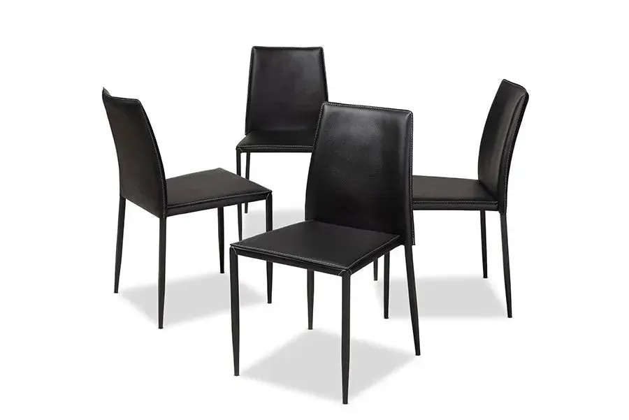Pascha Black Faux Leather Upholstered Dining Chair - 4pcs