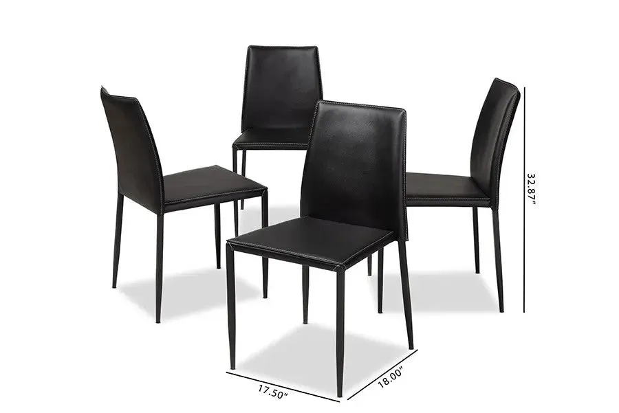 Pascha Black Faux Leather Upholstered Dining Chair - 4pcs