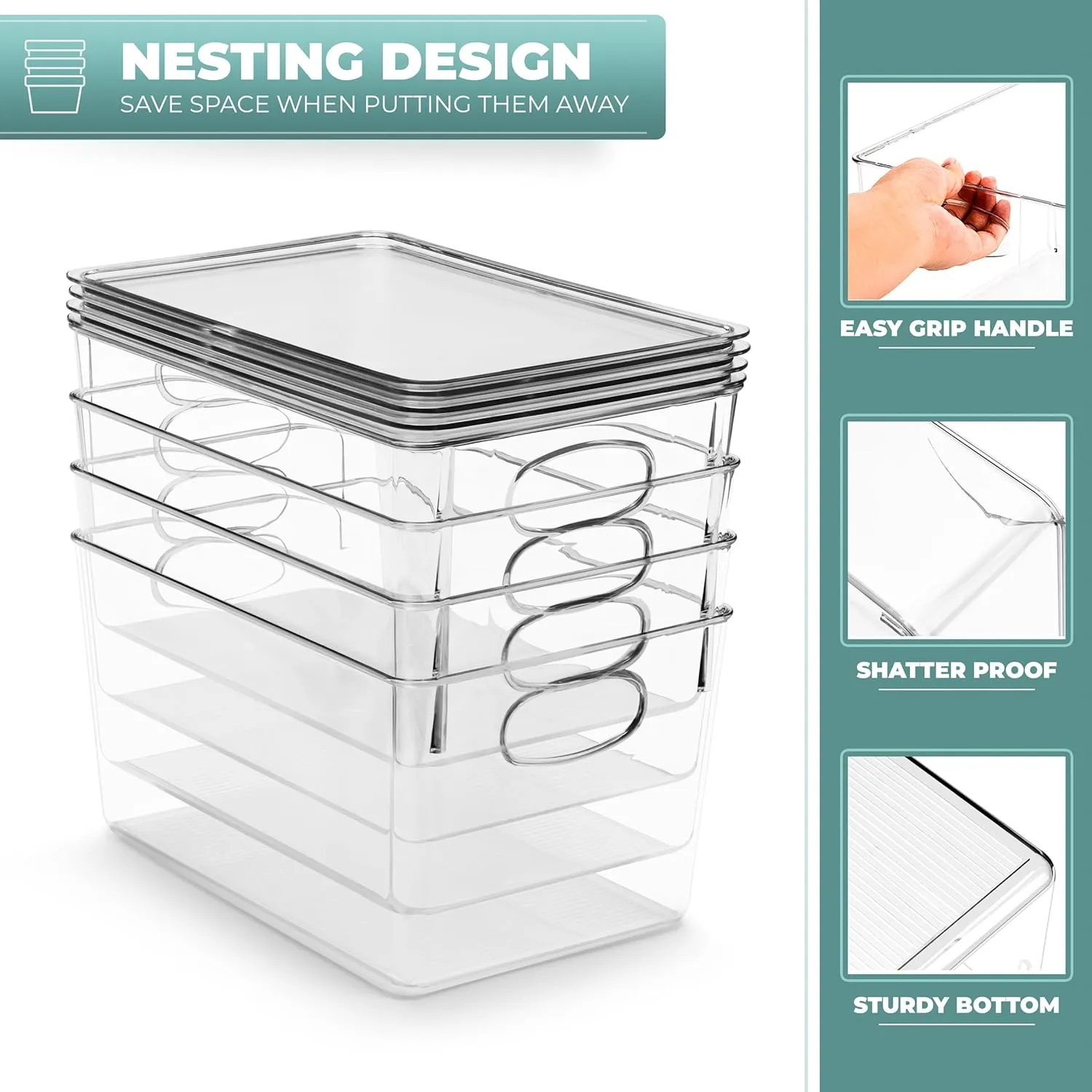 Plastic Container Bins with Lids