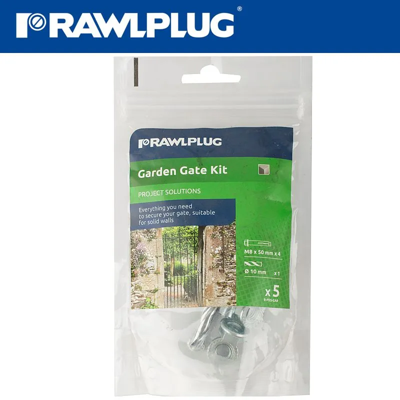RAWLPLUG GARDEN GATE KIT KT10050 X4 WITH 10MM DRILL RAW R-PDS-GAR