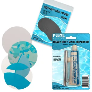 Repair Kit for Clear Color Tube | Vinyl glue |  White and Blue Multi Patches