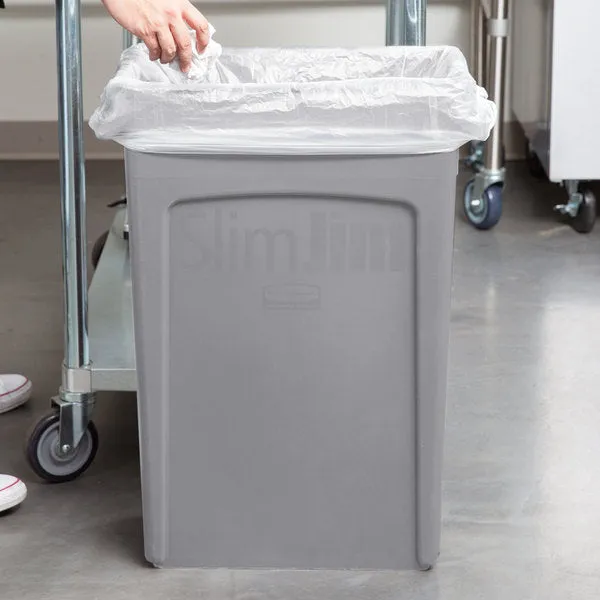 RUBBERMAID SLIM JIM RECTSNGULAR TRASH CAN - GRAY