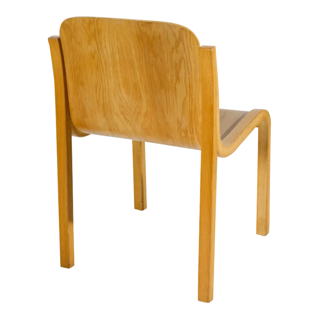 Set 1969 Carlo Bartoli : four bent plywood Mito dining chairs, Italy