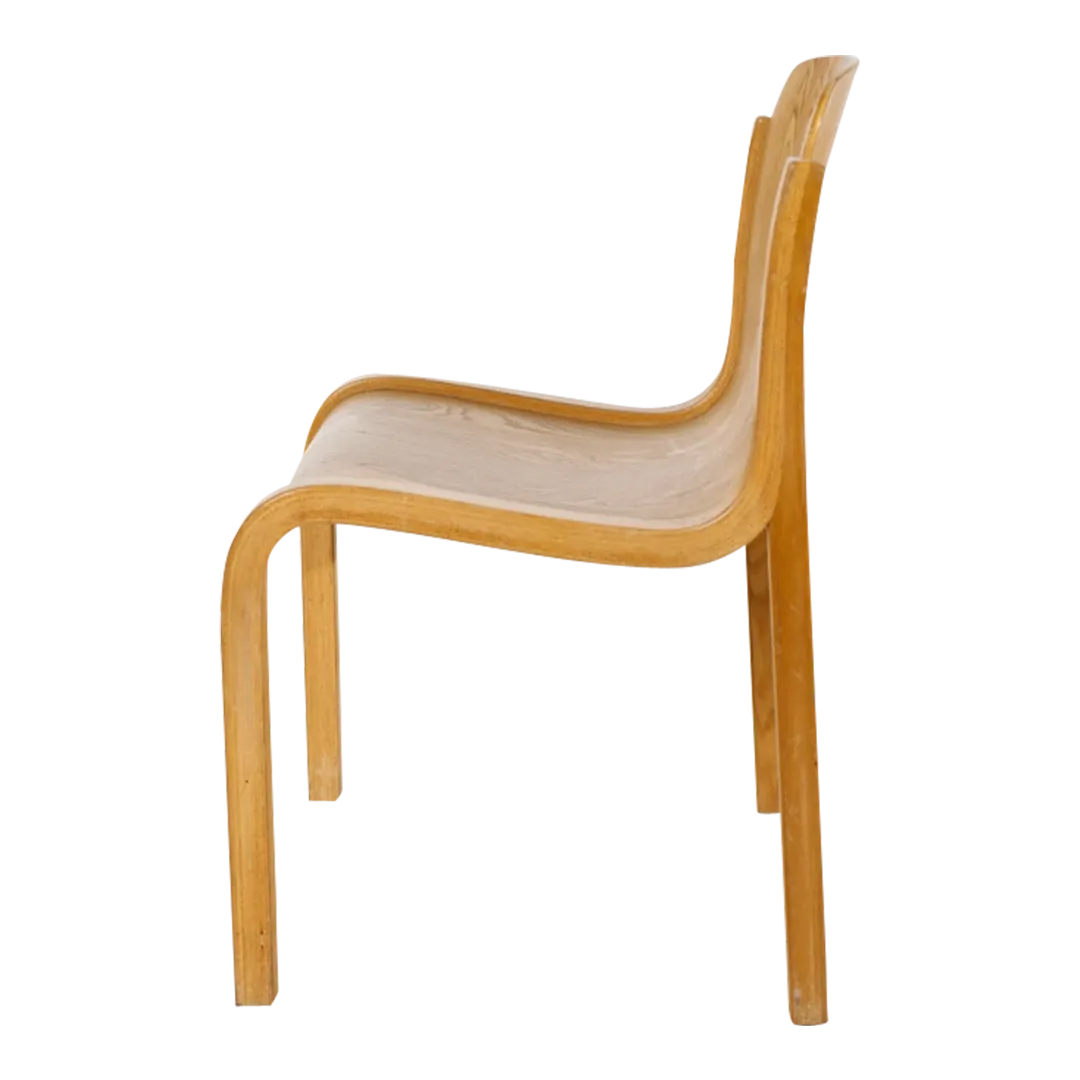 Set 1969 Carlo Bartoli : four bent plywood Mito dining chairs, Italy