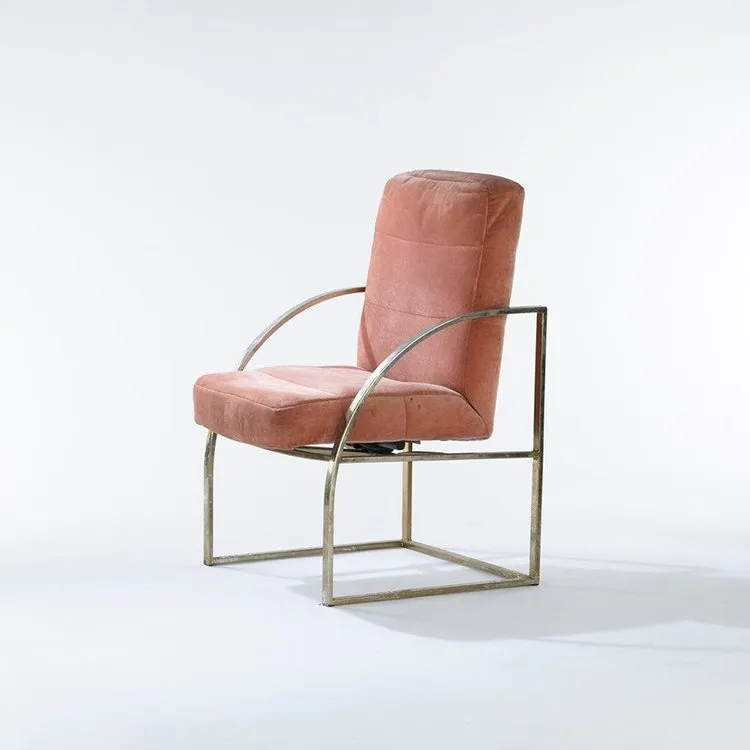 Set of four brass upholstered Milo Baughman for Thayer Coggin chairs
