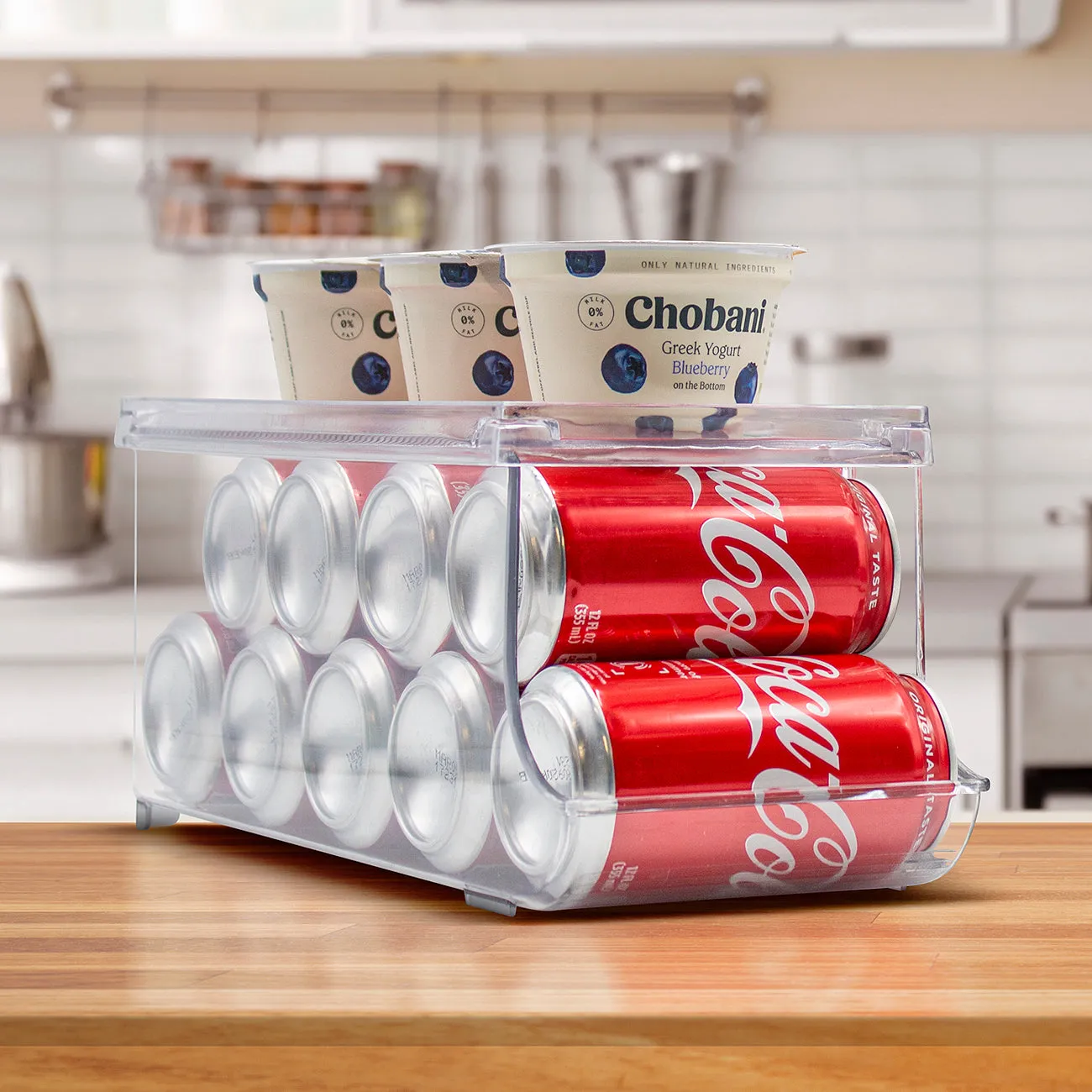 Soda Can Organizer Bin with Lid