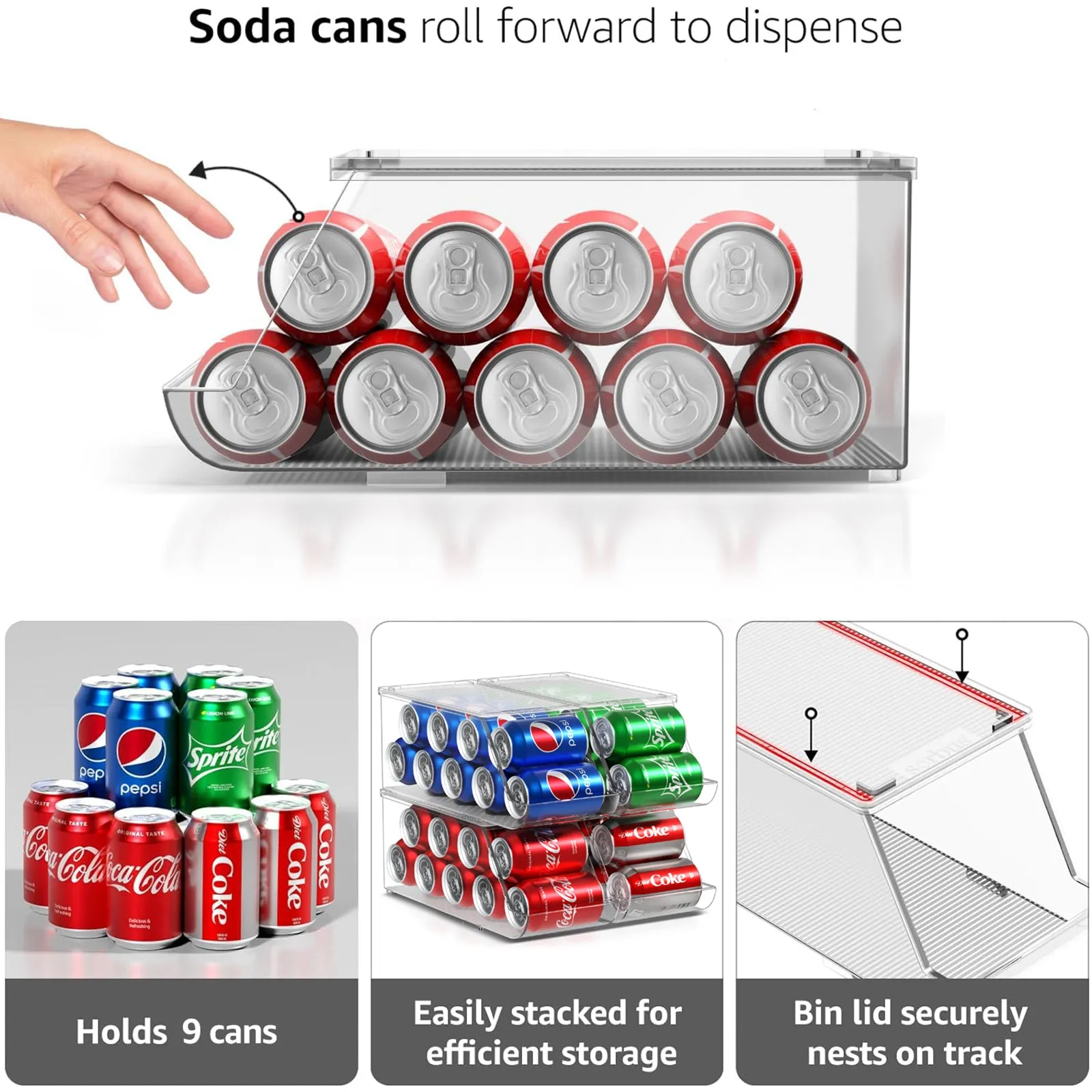 Soda Can Organizer Bin with Lid