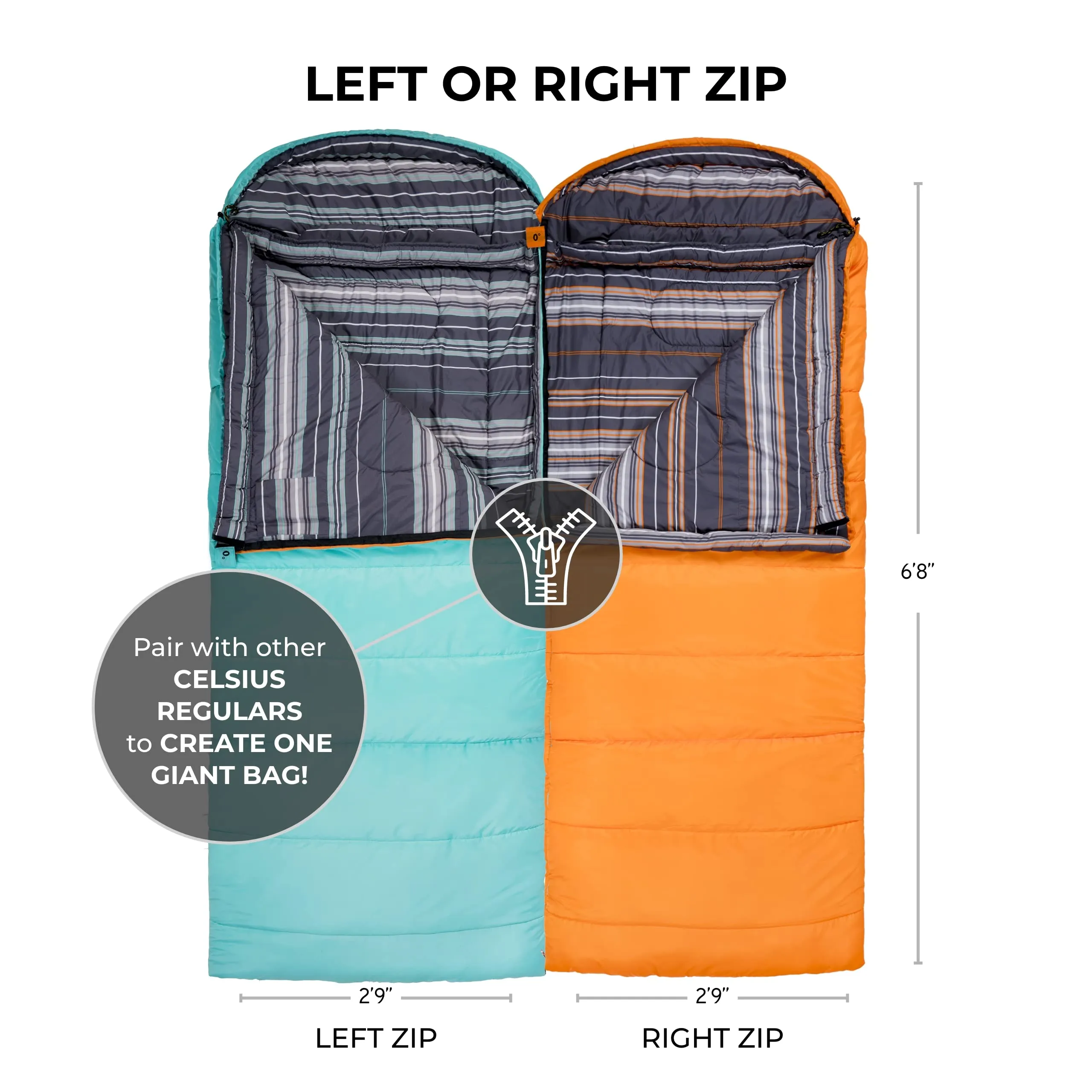 TETON Sports Celsius Regular, 0 Degree Sleeping Bag, All Weather Bag for Adults and Kids Camping Made Easy and Warm Compression Sack Included