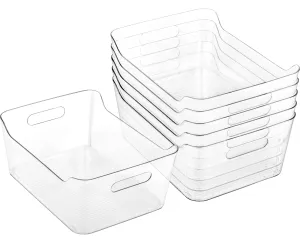 Tiawudi 6 Pack Plastic Storage Bins, X-Large Pantry Organizer, Clear Storage Containers and Organizer Bins, Multi-Use Bins for Home, Kitchen and Cabinet