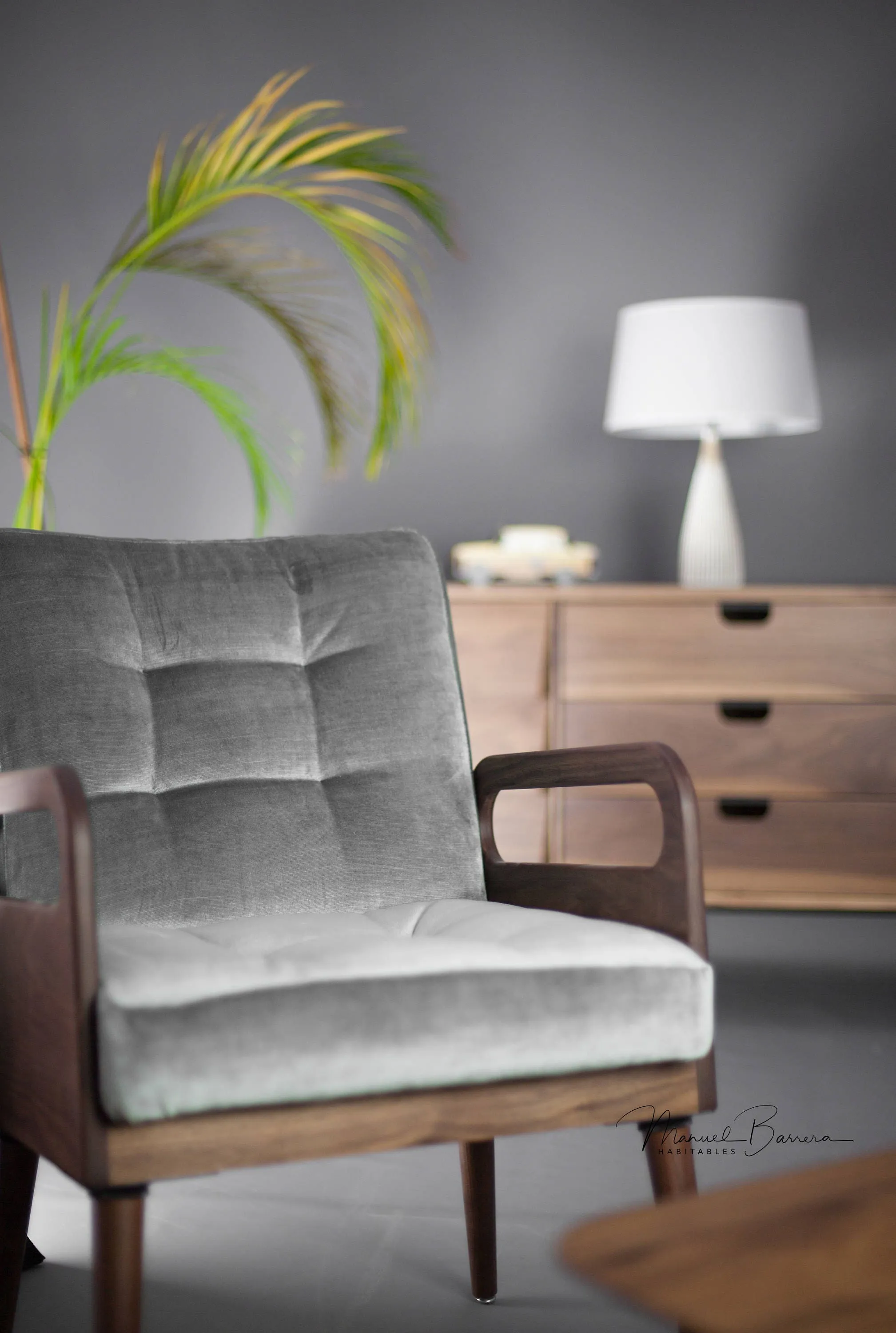 Upholstered midcentury solid timber Armchair