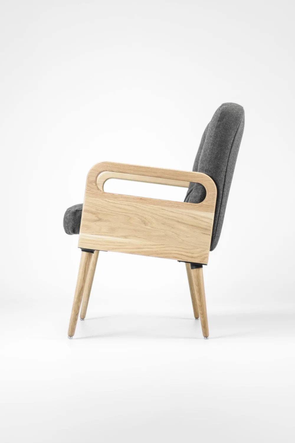 Upholstered midcentury solid timber Armchair