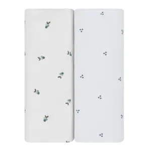 Waterproof Crib Sheet Two Pack | Berry & Cluster Dot - Blue | Ely's & Co