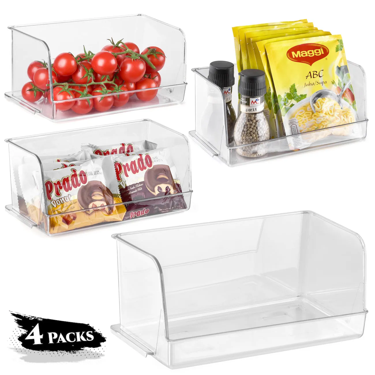 Wide Open Stackable Clear Bins