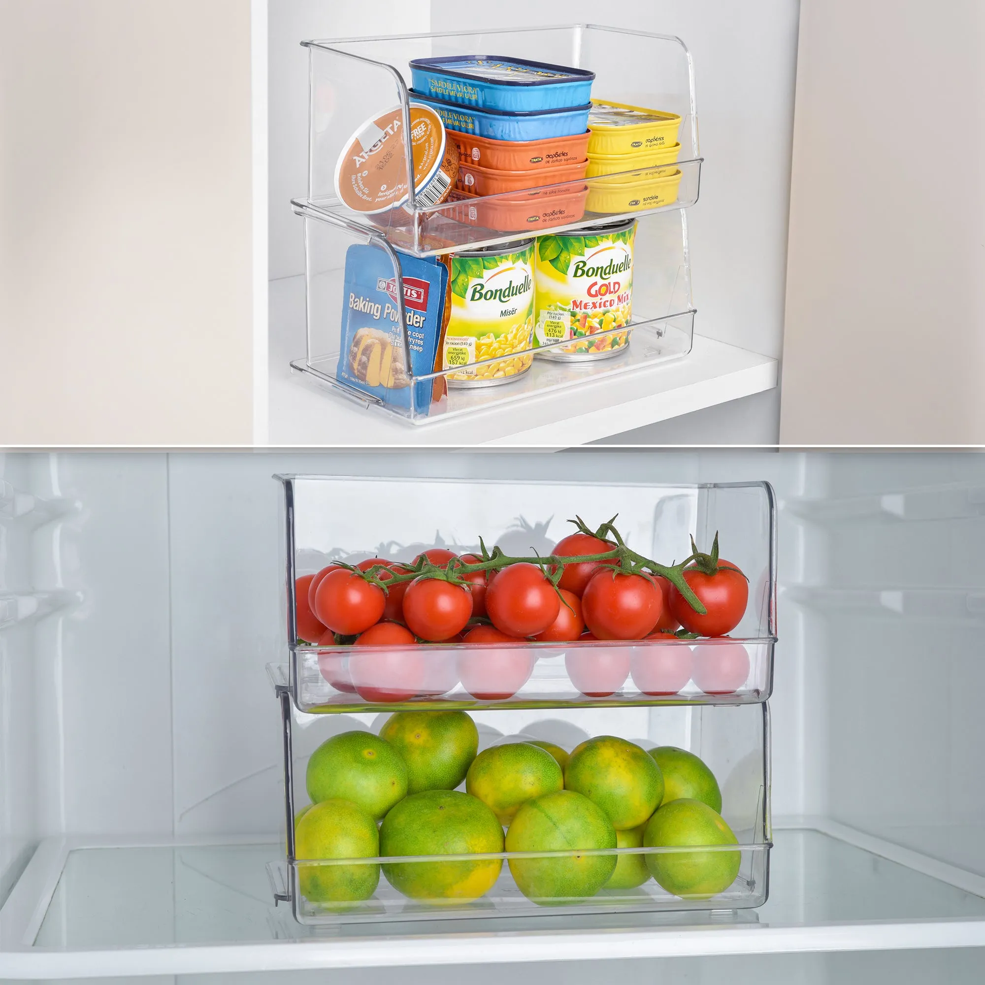 Wide Open Stackable Clear Bins