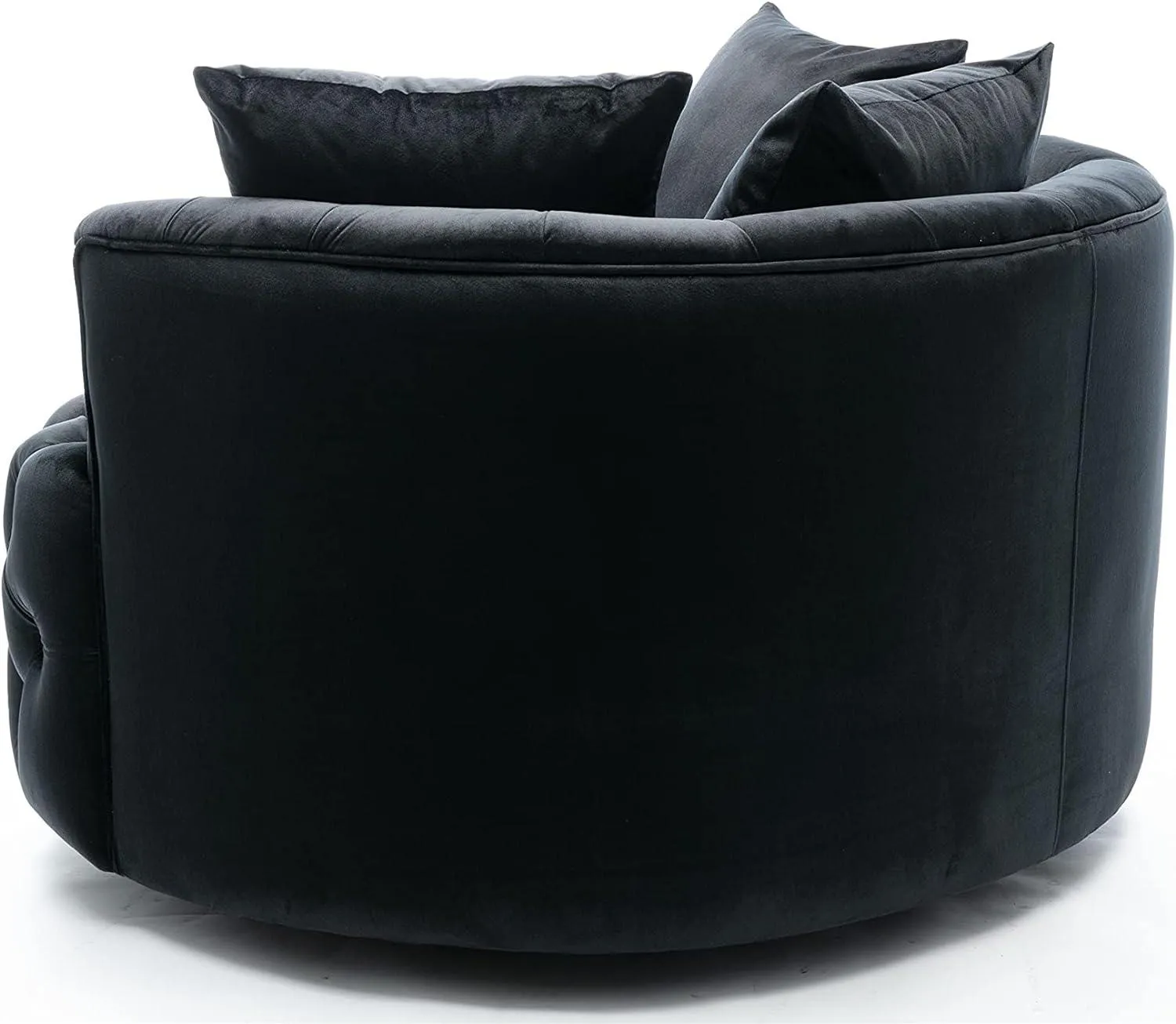 Wooden Twist Barrel Button Tufted Design Modern Round Sofa Cuddle Chair For Living Room with 3 Pillows