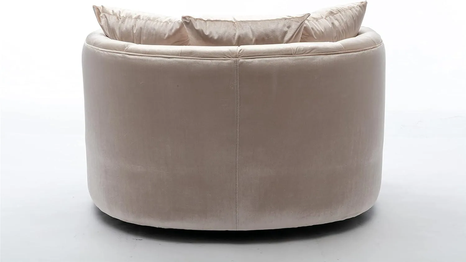 Wooden Twist Barrel Button Tufted Design Modern Round Sofa Cuddle Chair For Living Room with 3 Pillows