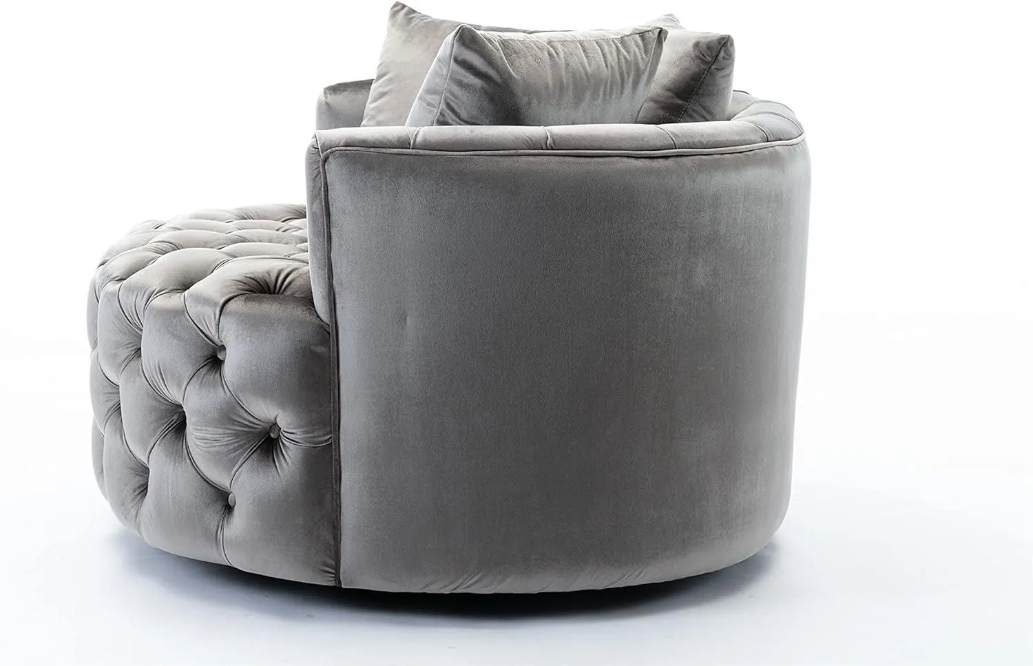 Wooden Twist Barrel Button Tufted Design Modern Round Sofa Cuddle Chair For Living Room with 3 Pillows