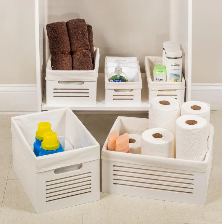 Wooden White Storage Bins - Extra Small