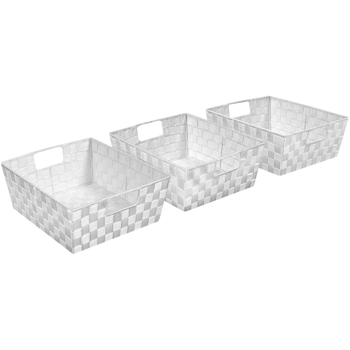Woven tote basket with handles (3 Pack)