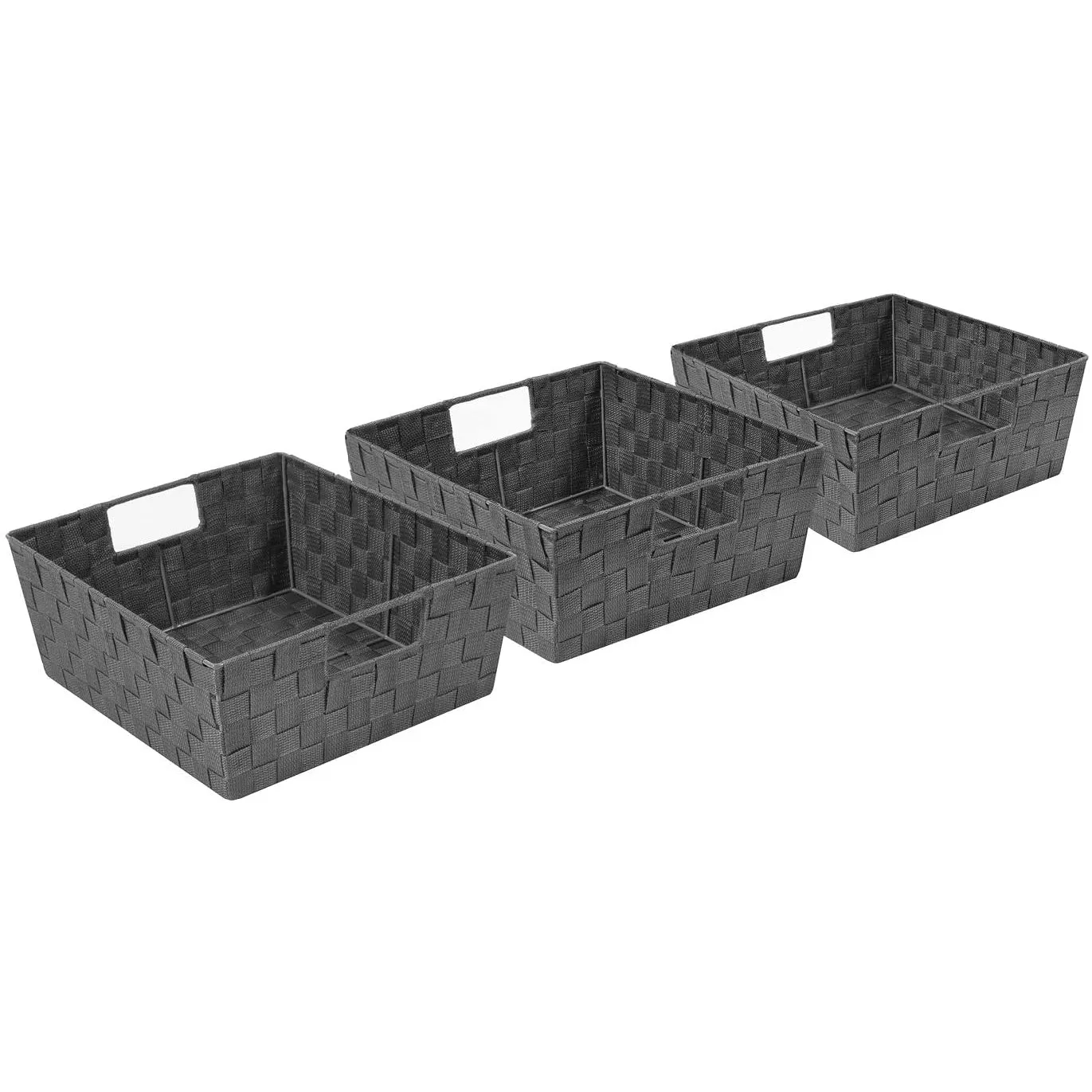 Woven tote basket with handles (3 Pack)