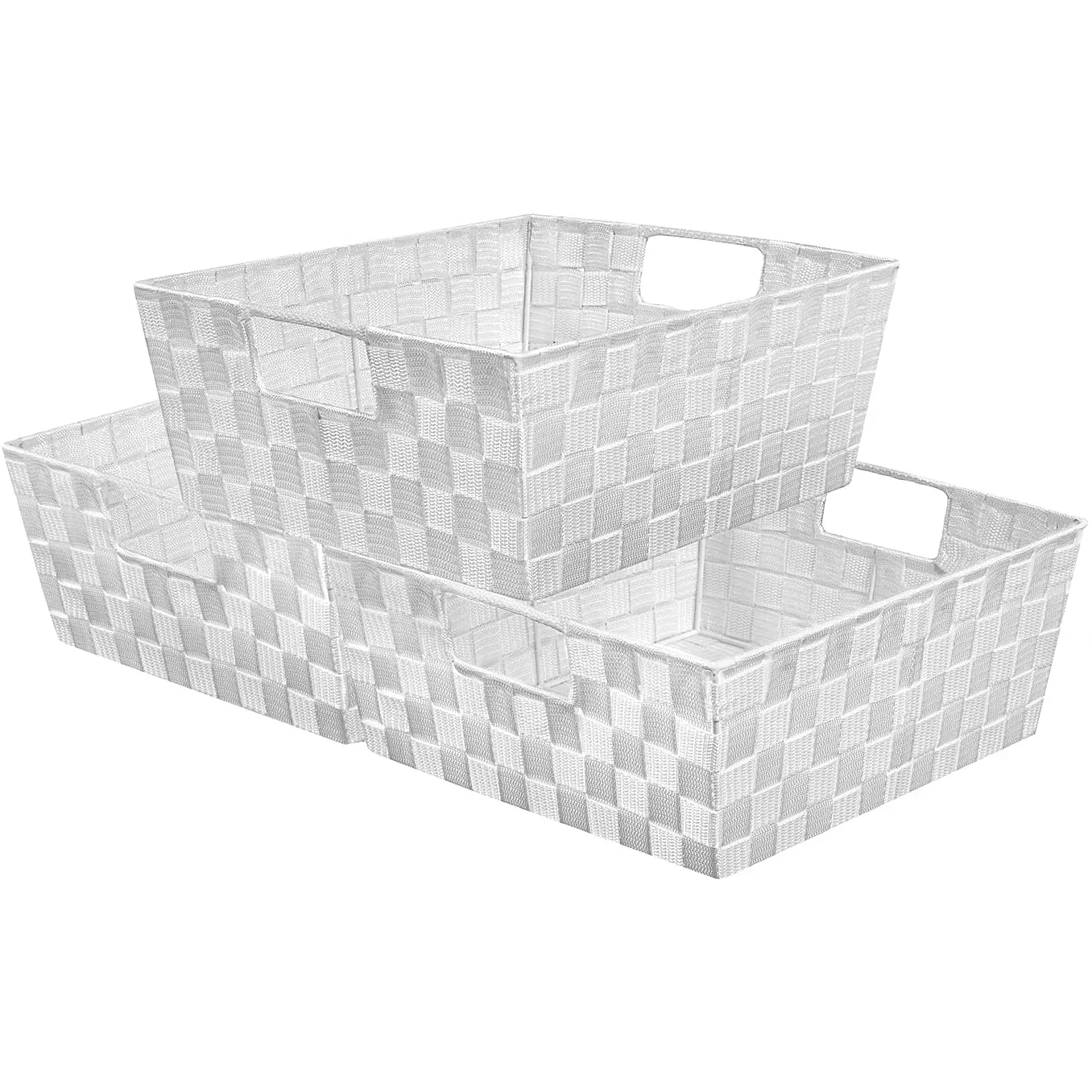 Woven tote basket with handles (3 Pack)